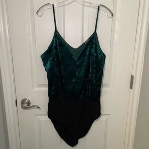 Emerald Green Velvet Bodysuit